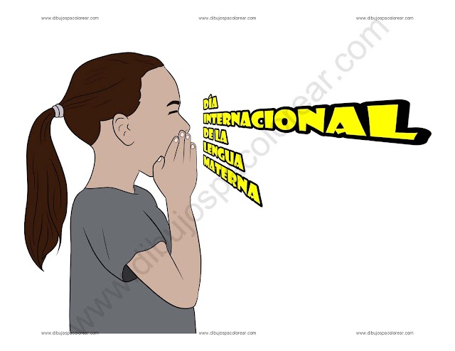 Dia internacional de la Lengua Materna dibujo a color y para colorear